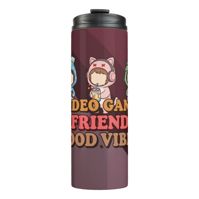 Cute Pixel Gamer Friends Art Piece Thermosbecher (Vorderseite)
