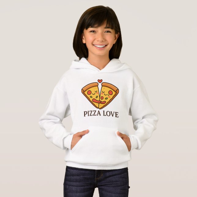 Cute Pizza Love Sticker Hoodie (Vorne ganz)
