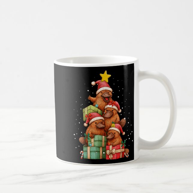 Cute Platypus Le Christmas Tree Xmas Hat  Kaffeetasse (Rechts)