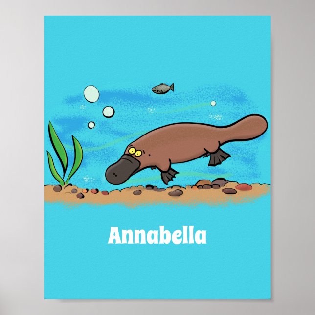 Cute platypus swimming cartoon poster (Vorne)