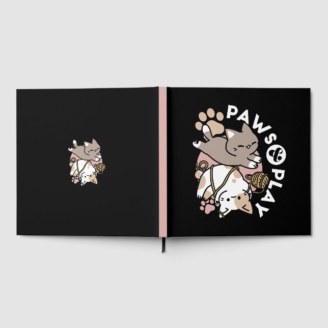 Cute Playful Cats Design – Fun Paws and Play Art Gästebuch (Voll)