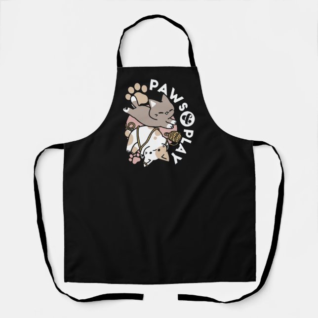 Cute Playful Cats Design – Fun Paws and Play Art Schürze (Vorderseite)