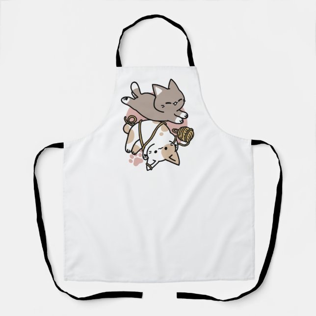 Cute Playful Cats Design – Fun Paws and Play Art Schürze (Vorderseite)
