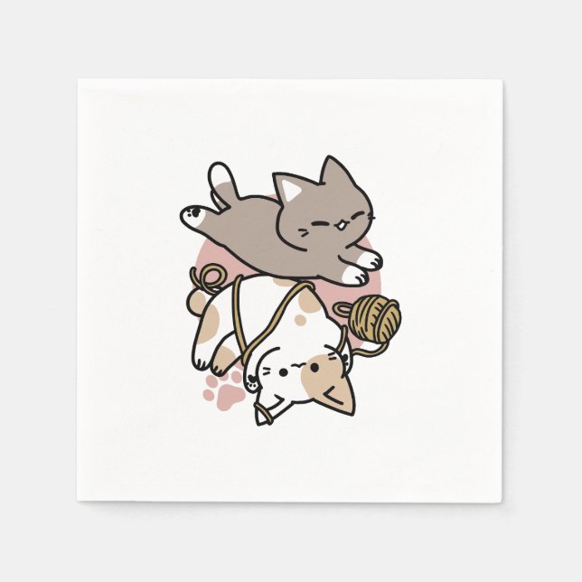 Cute Playful Cats Design – Fun Paws and Play Art Serviette (Vorderseite)