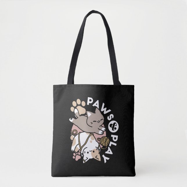 Cute Playful Cats Design – Fun Paws and Play Art Tasche (Vorderseite)