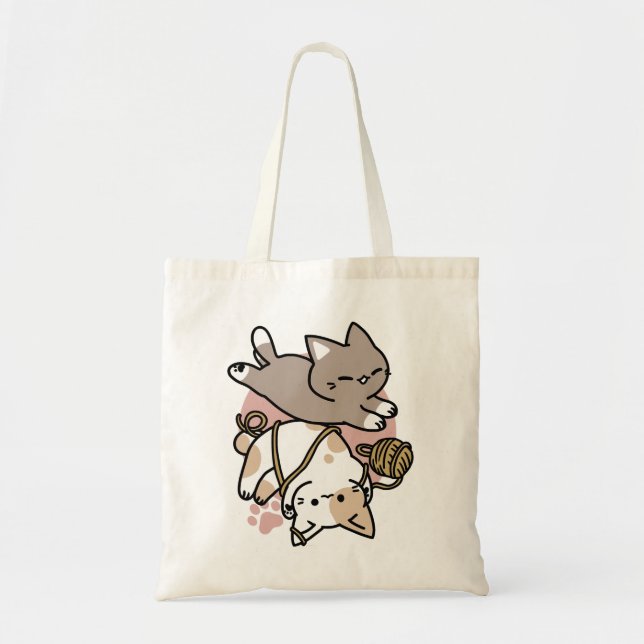 Cute Playful Cats Design – Fun Paws and Play Art Tragetasche (Vorne)