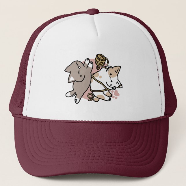Cute Playful Cats Design – Fun Paws and Play Art Truckerkappe (Vorderseite)