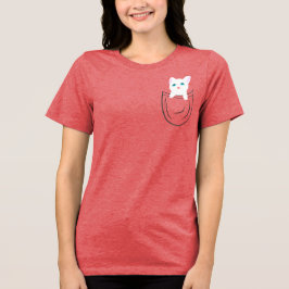 Cute Pocket Cat Minimal Illustration  Tri-Blend Shirt