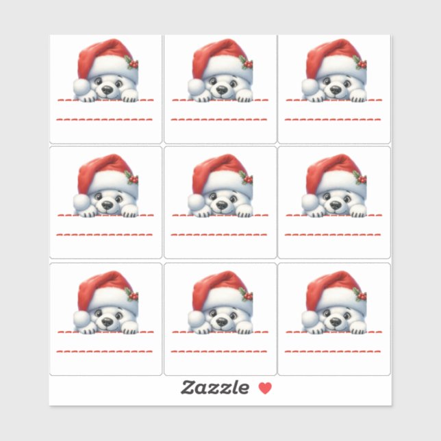 Cute Polar Bear Christmas Label (Blatt)