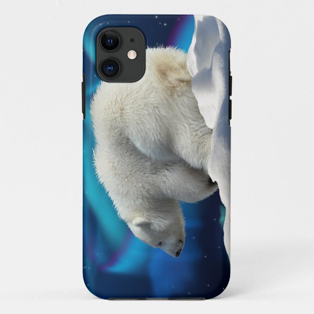 Cute Polar Bear Cub & Aurora iPhone 5 Coque (Dos)