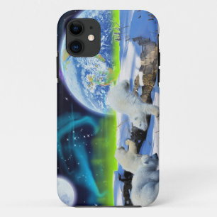 Cute Polar Bear Cubs & Aurora iPhone 5 Coque