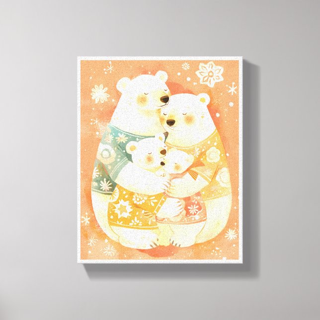 Cute Polar Bear Family Vertical Poster Wall Art Leinwanddruck (Vorderseite)