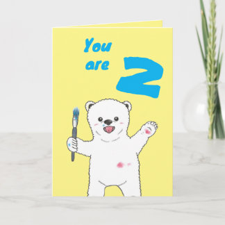 Cute Polar Bear Little Artist Folded Kids Birthday Karte