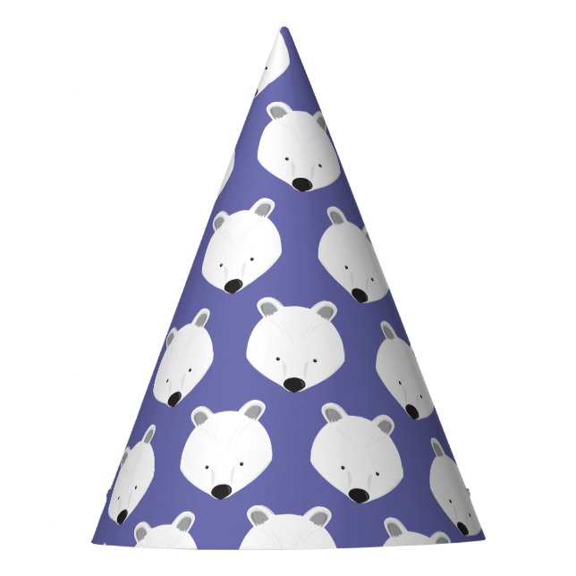 Cute Polar Bear Purple Animal Partyhütchen (Vorderseite)
