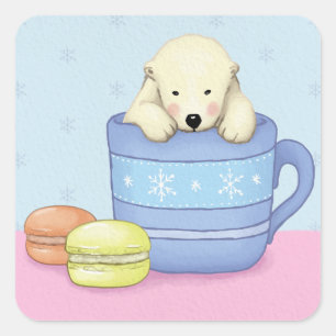 Cute Polar Bear Quadratischer Aufkleber