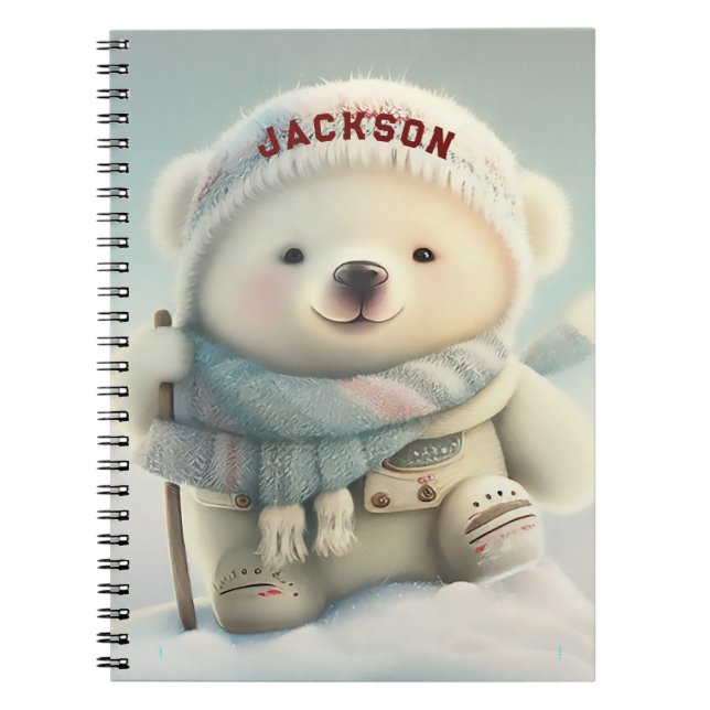 Cute Polar Bear Skiing Snowflake Winter Wonderland Notizblock (Vorderseite)