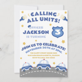 Cute Police Invitation for Birthday Officer Patrol Einladung