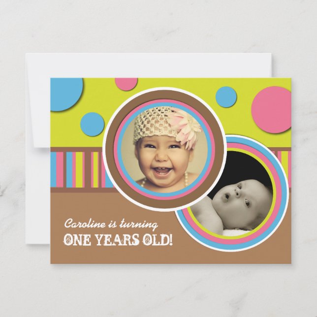 Cute Polk a Dot Anniversaire Fête Invitation (Devant)