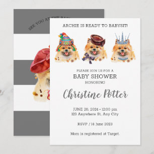 Cute Pomeranian thème Baby shower Invitation