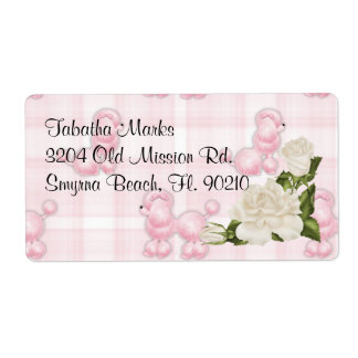 Cute Poodé rose personnalisé Étiquette de adresse