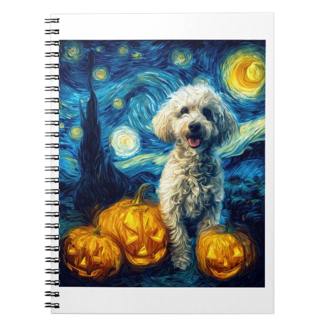 Cute Poodle Dog Halloween Jack O Lantern Pumpkin F Notizblock (Vorderseite)