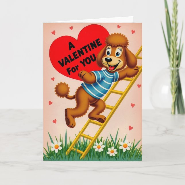 Cute Poodle Valentine Love Card Karte (Vorderseite)