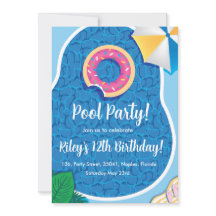 Cute Pool Donut invitation à la fête à thème