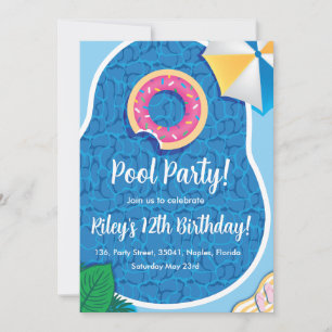 Cute Pool Donut invitation à la fête à thème