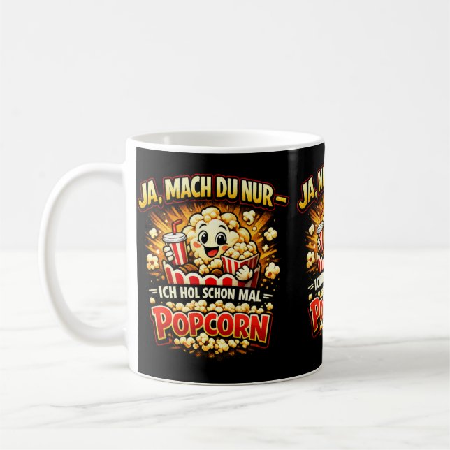 Cute Popcorn Joke – German Funny Saying Kaffeetasse (Links)