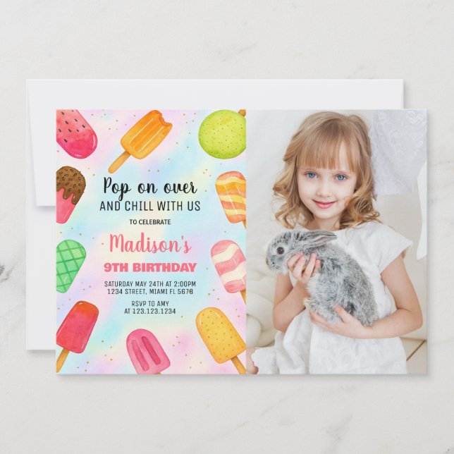 Cute Popsicle Party Anniversaire Invitation (Devant)