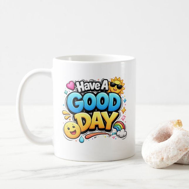 Cute Positive Quote Coffee Cup Kaffeetasse (Mit Donut)