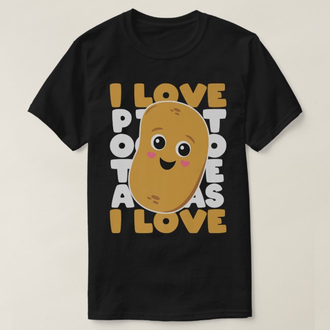 Cute Potato Kawaii Style I Love Potatoes Vegetaria T-Shirt (Design vorne)