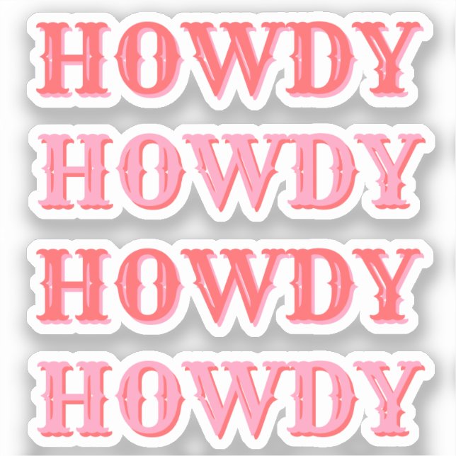 Cute Preppy Girly Howdy Pink  Aufkleber (Vorderseite)