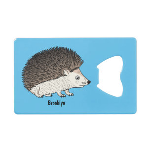 Cute prickly hedgehog cartoon illustration  geldbeutel flaschenöffner