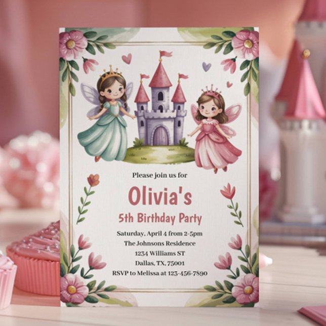 Cute Princess Fairy 5th Birthday Party Einladung (Von Creator hochgeladen)