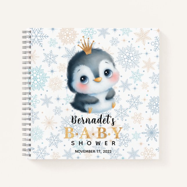 Cute Princess Penguin Baby shower Livre d'invité (Devant)