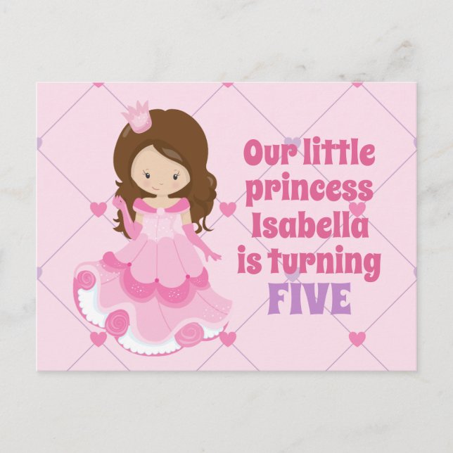 Cute Princess Rose Anniversaire Invitation (Devant)