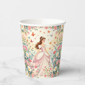 Cute princess with butterflies pappbecher