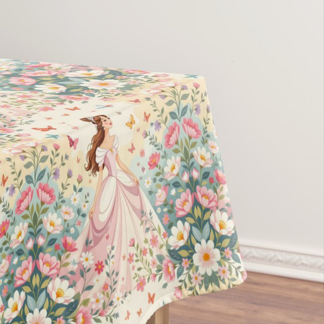 Cute princess with butterflies tischdecke (Beispiel)