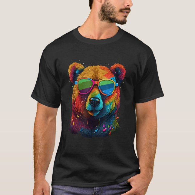 Cute Pro Gay Bear Sunglasses Pride 2023 Rainbow LG T-Shirt (Vorderseite)