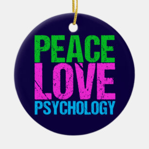 Cute Psychologist Peace Love Psychology Christmas Keramik Ornament