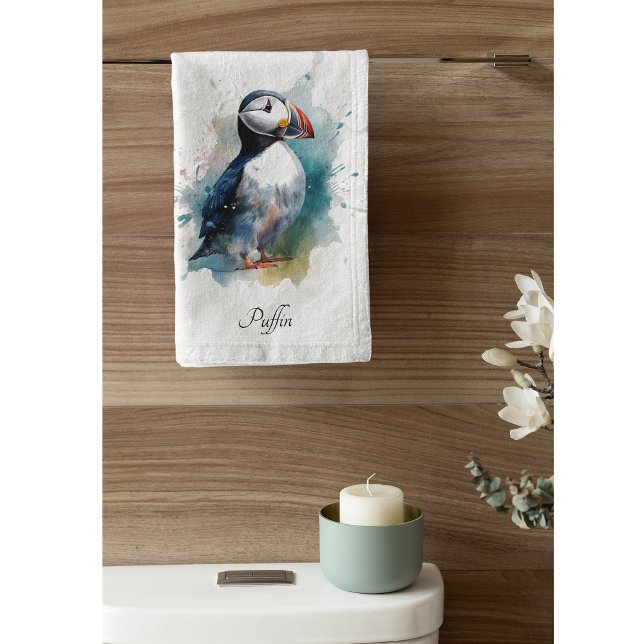 Cute puffin en bleu aquarelle personnalisable (Créateur téléchargé)