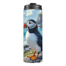 Cute Puffin on the Seashore themed  