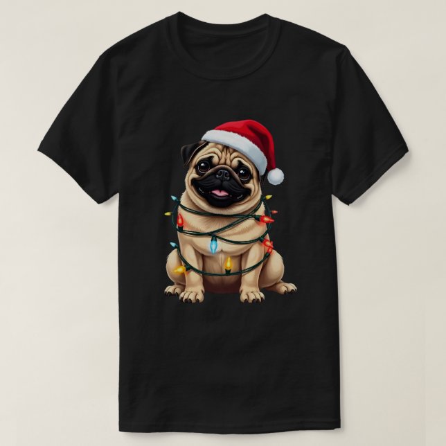 Cute Pug Christmas Santa Pet Dog Lover  T-Shirt (Design vorne)