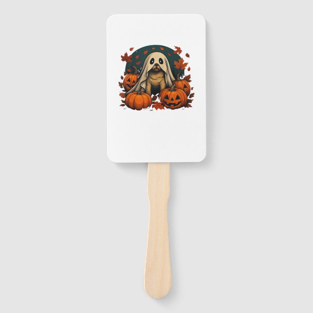 Cute Pug Dog With Pumpkins Fall Halloween Classic  Fächer (Vorderseite)