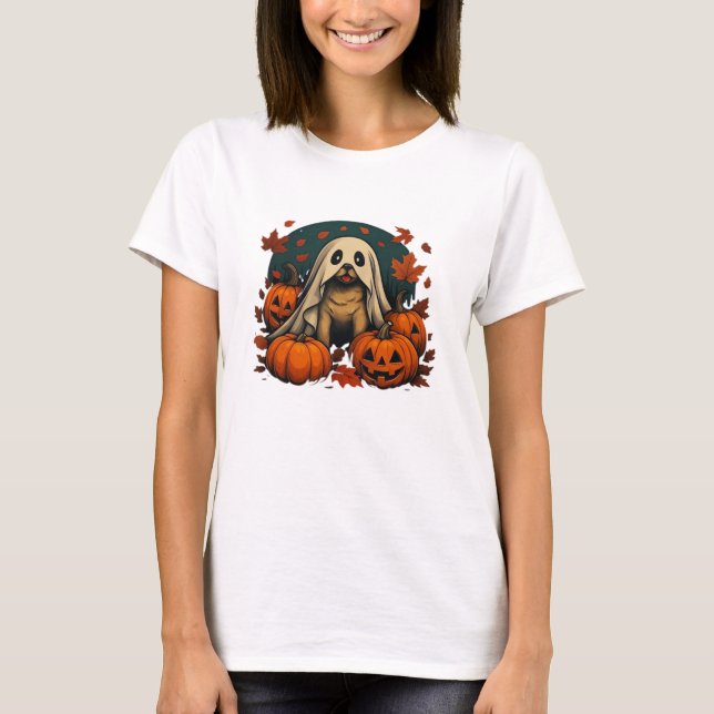 Cute Pug Dog With Pumpkins Fall Halloween Classic  T-Shirt (Vorderseite)
