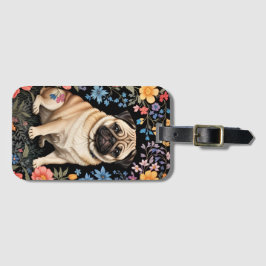 Cute Pug Elegant Colorful Floral Gepäckanhänger