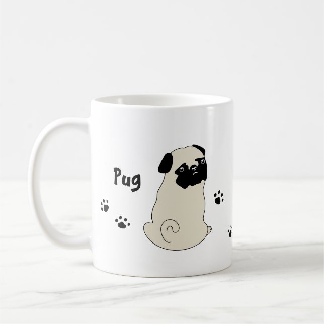 Cute pug mug かわいいパグのイラストのマグカップ (Gauche)