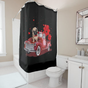 Cute Pug Valentine's Day Heart Truck Duschvorhang