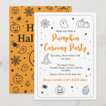 Cute Pumpkin Carving Party Halloween Doodles